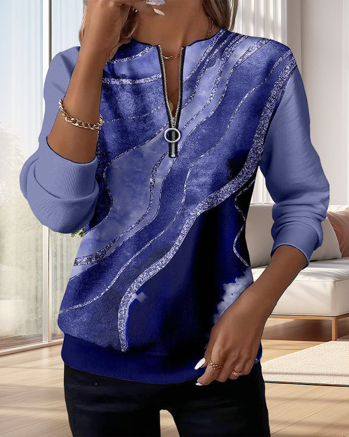 Mary | Half-Zip Sweatshirt with Vintage Print