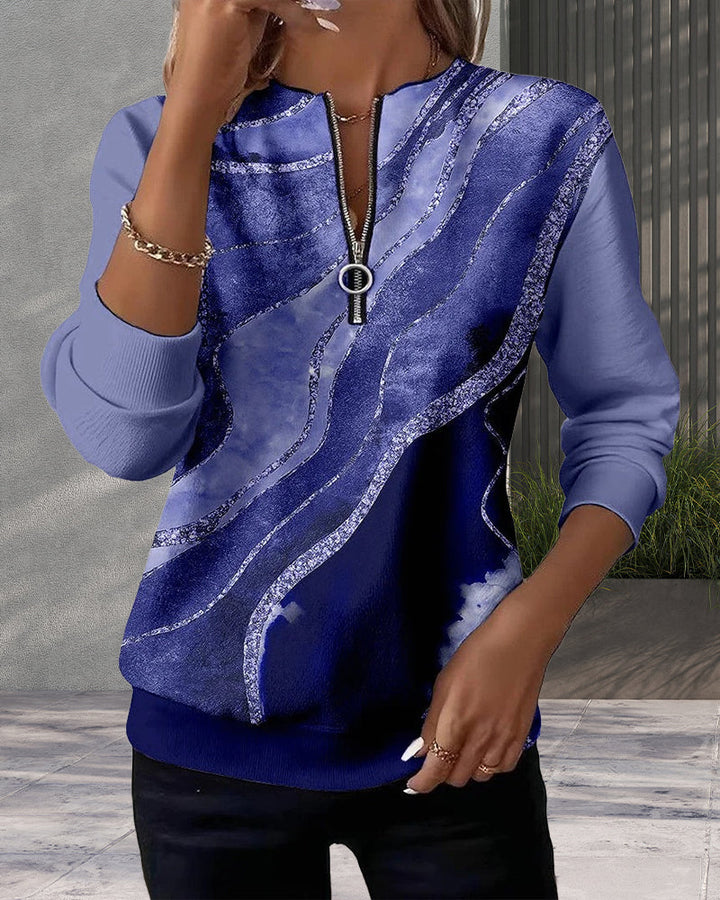 Mary | Half-Zip Sweatshirt with Vintage Print