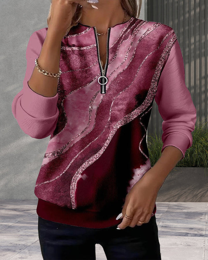 Mary | Half-Zip Sweatshirt with Vintage Print