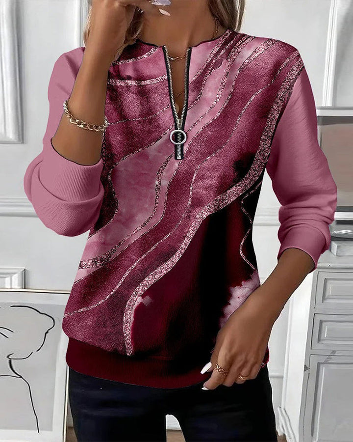 Mary | Half-Zip Sweatshirt with Vintage Print