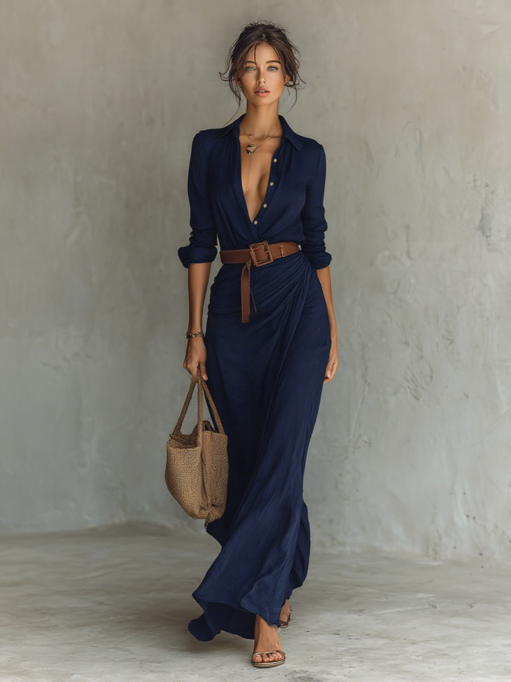 Hazel™ – Lapel Maxi Dress