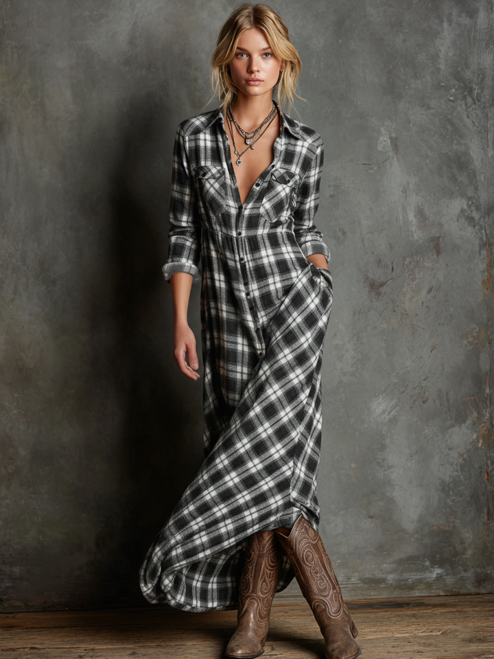 Imogen™ – Plaid Maxi Dress
