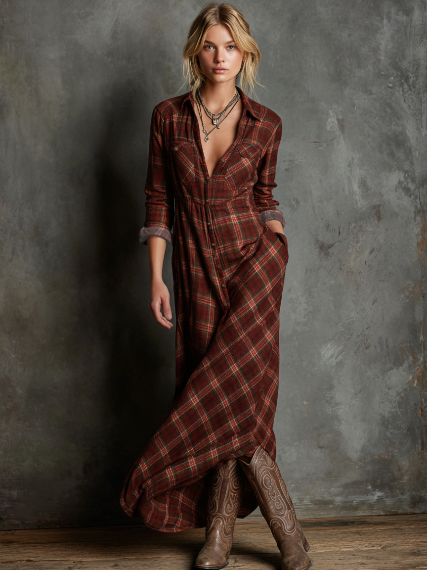 Imogen™ – Plaid Maxi Dress