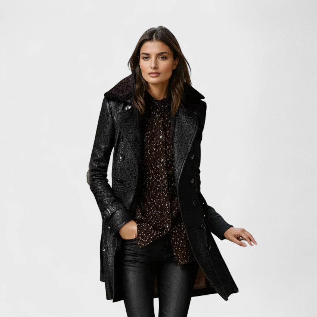 Marie™ – Pebbled Leather Coat
