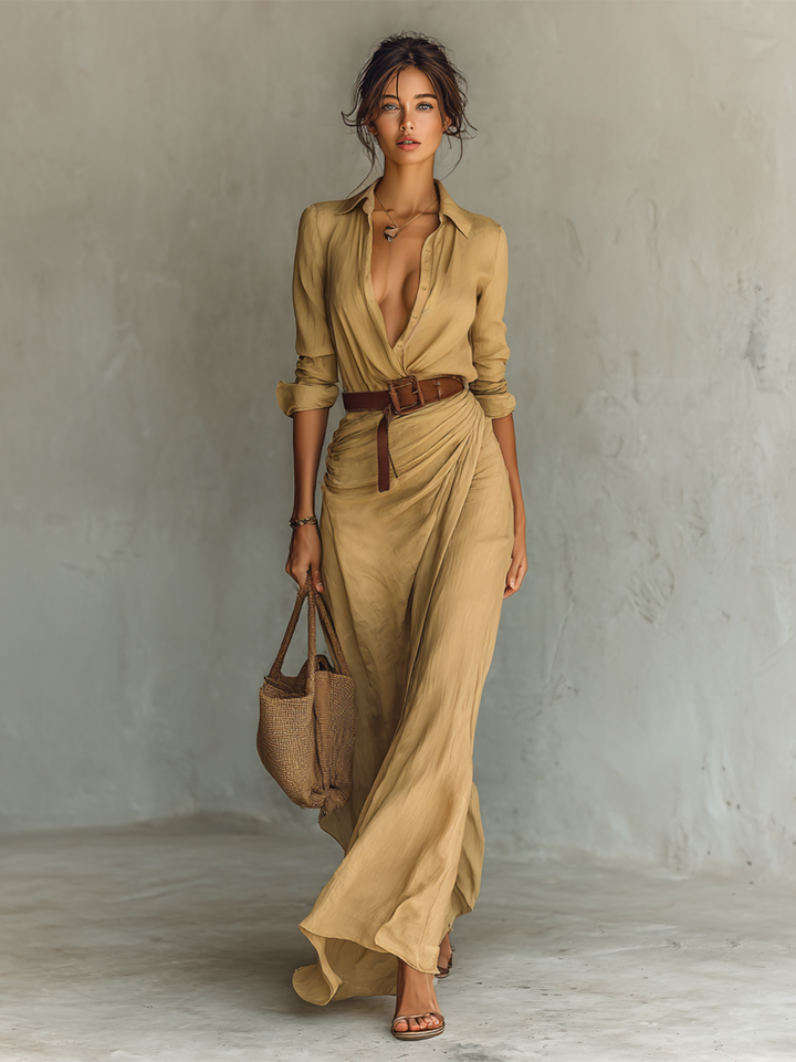 Hazel™ – Lapel Maxi Dress