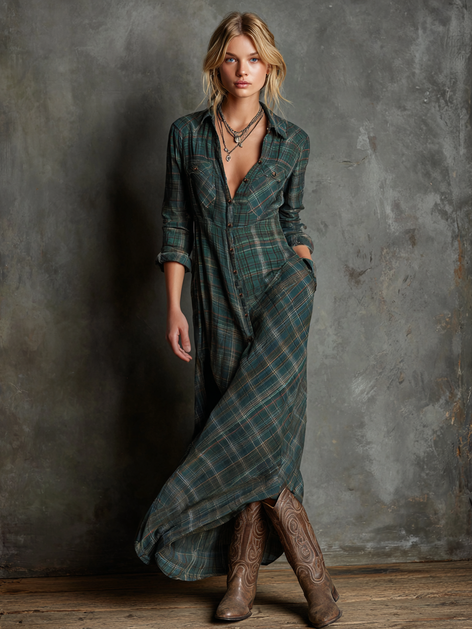 Imogen™ – Plaid Maxi Dress