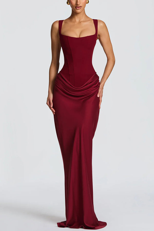 Lily™ – Satin Maxi Dress (Square Neckline)